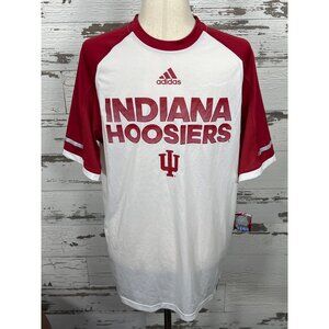 ADIDAS Climalite Indiana Hoosiers Men's Short Sleeve T-Shirt White/Red Sz M NWT